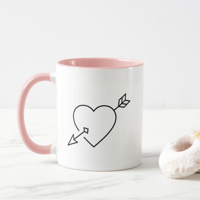 Caneca Personalized Cupid Struck Heart Arrow Coffee Mug (Com Donut)