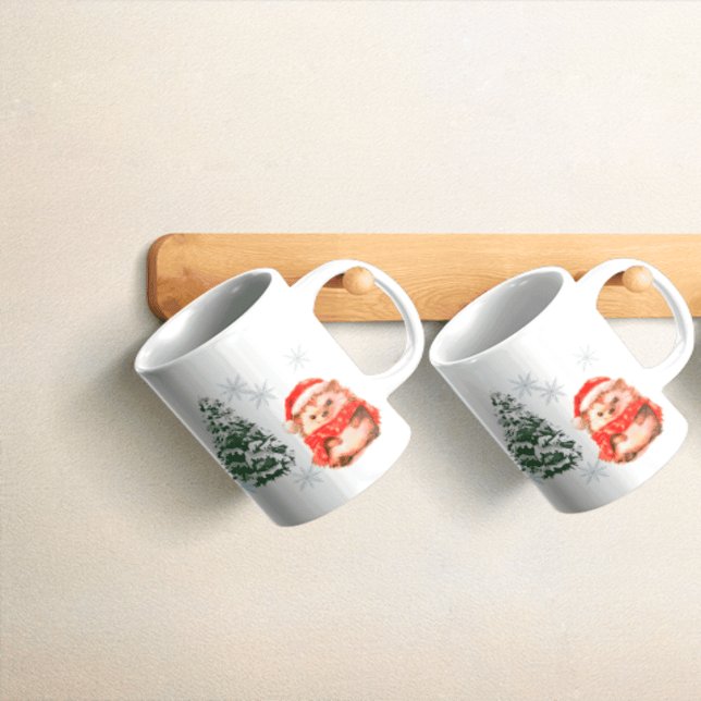 Caneca  Personalized Cute Christmas Hedgehog Coff Custom  (Criador carregado)