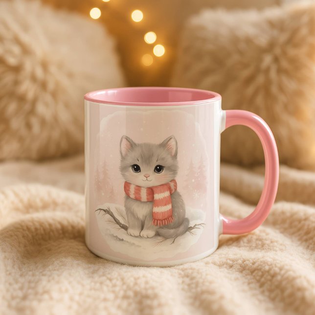 Caneca Personalized Cute Kitten Winter Mug (Criador carregado)
