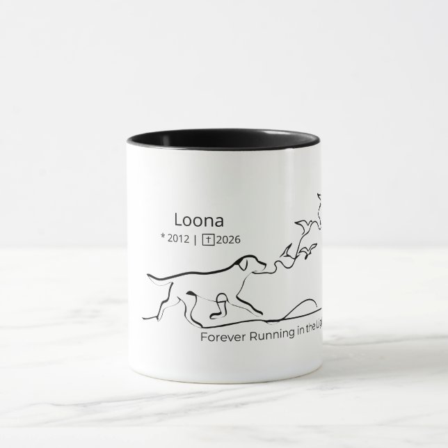 Caneca Personalized Dog Memorial Sympathy Line Art (Centro)
