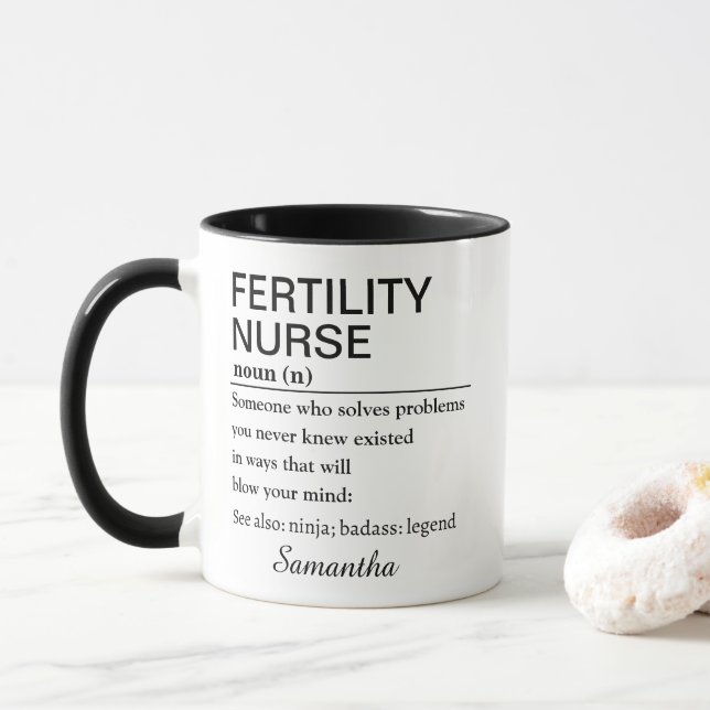 Caneca Personalized Fertility Nurse Definition (Com Donut)