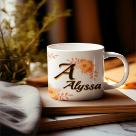 Caneca Personalized Floral Monogram Mug - Custom Name & I