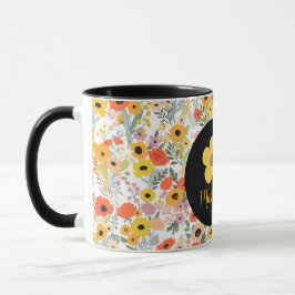 Caneca Personalized floral mug for her 