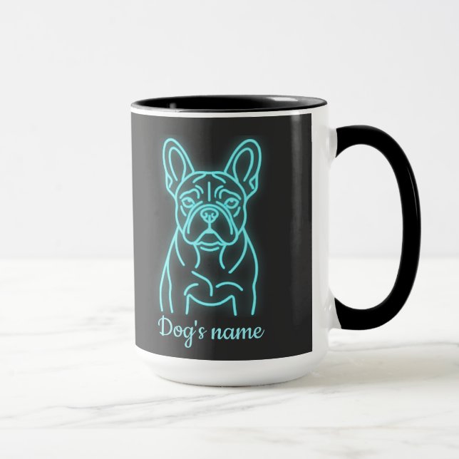Caneca Personalized French Bulldog cyberpunk glow art (Direita)