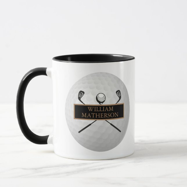Caneca Personalized Gold and Black Golf Ball Classic (Esquerda)
