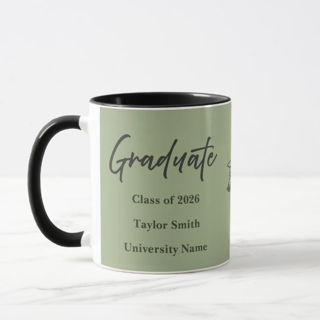 Caneca Personalized Graduate Mug – Elegant Script Style (Esquerda)