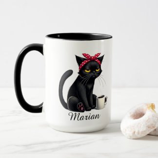Caneca Personalized Grumpy Black Cat Coffee Mug