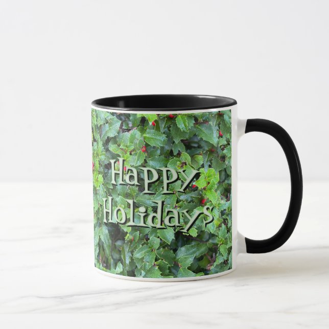 Caneca Personalized Holly Berry Christmas Holiday Gift Mu (Direita)