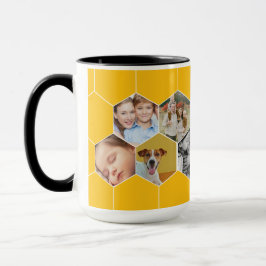 Caneca Personalized Honeycomb Family & Pet Photo Mug
