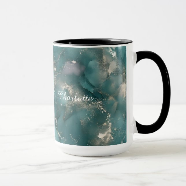 Caneca Personalized Luxury Marble Pattern Custom Name  (Direita)