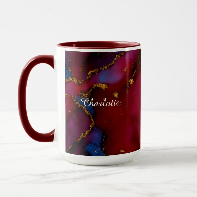 Caneca Personalized Luxury Marble Pattern Custom Name Mug (Esquerda)