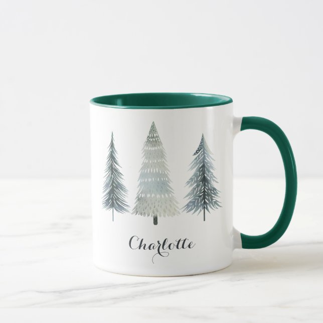 Caneca Personalized Merry Christmas Mug with Tree Design  (Direita)