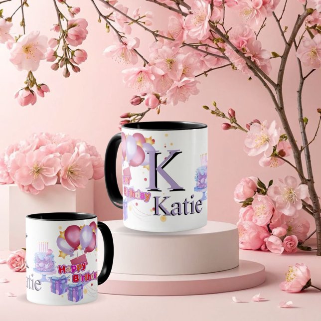 Caneca Personalized Monogram Letter K Mug - Custom Name   (Criador carregado)