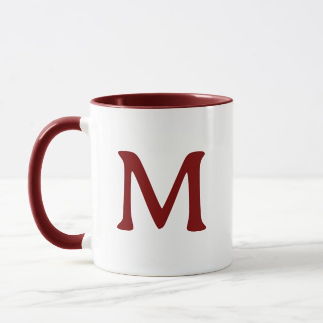 Caneca Personalized Monogram Modern Maroon White Mug (Esquerda)