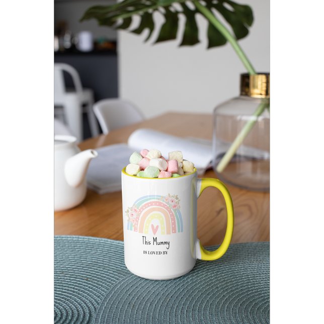 Caneca Personalized Mum's Rainbow & Floral Mug (Criador carregado)