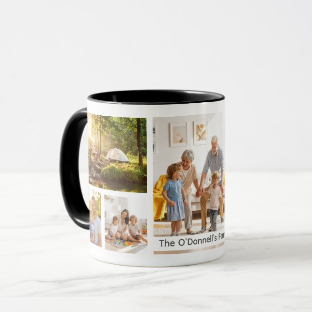 Caneca Personalized Name Family Collage Photo (Frente Esquerda)