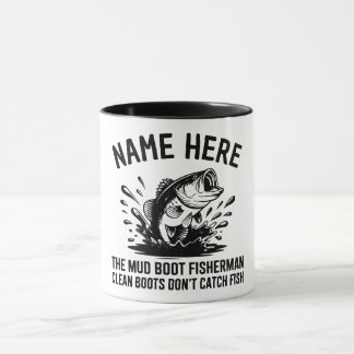 Caneca Personalized Name Largemouth Bass Fisherman