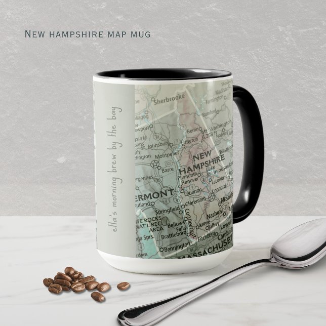 Caneca Personalized New Hampshire Map | Coastal NH Mug (How cute is this personalized New Hampshire Map mug! Show off your state or it makes a great gift!)