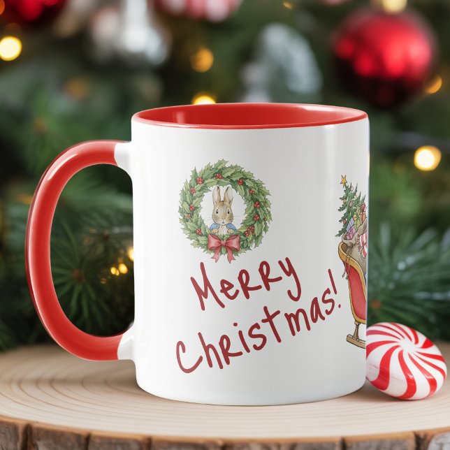Caneca Personalized Peter Rabbit Merry Christmas (Peter Rabbit Merry Christmas Mug)