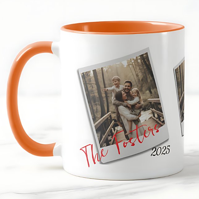 Caneca Personalized Polaroid Family Photo  - Modern gift (Criador carregado)