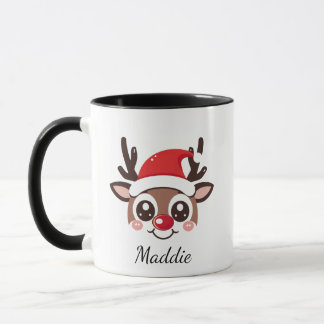 Caneca Personalized Reindeer Mug – Custom Christmas Gift