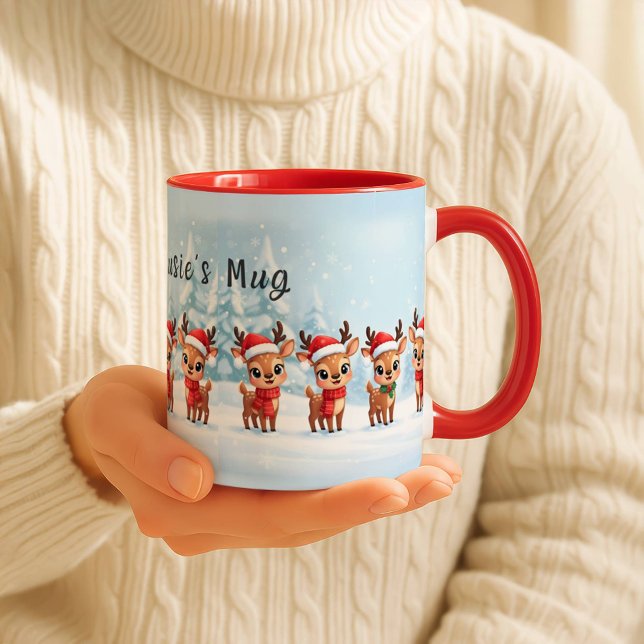Caneca Personalized Reindeer Mug, Cute Christmas Gift, Cu (Criador carregado)