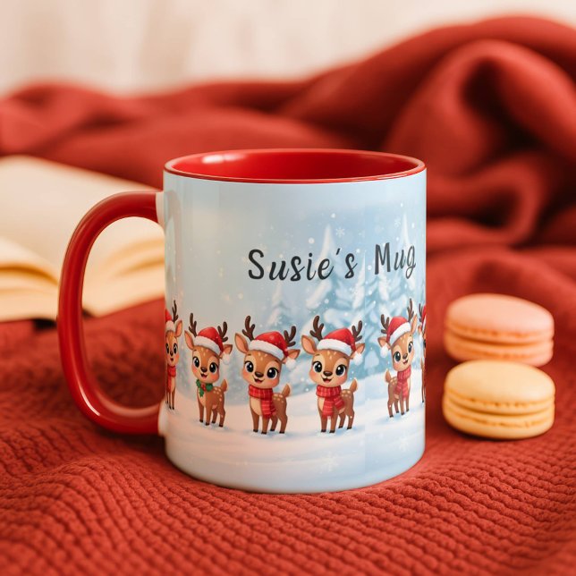 Caneca Personalized Reindeer Mug, Cute Christmas Gift, Cu (Criador carregado)
