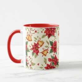 Caneca Personalized Retro Christmas Floral  
