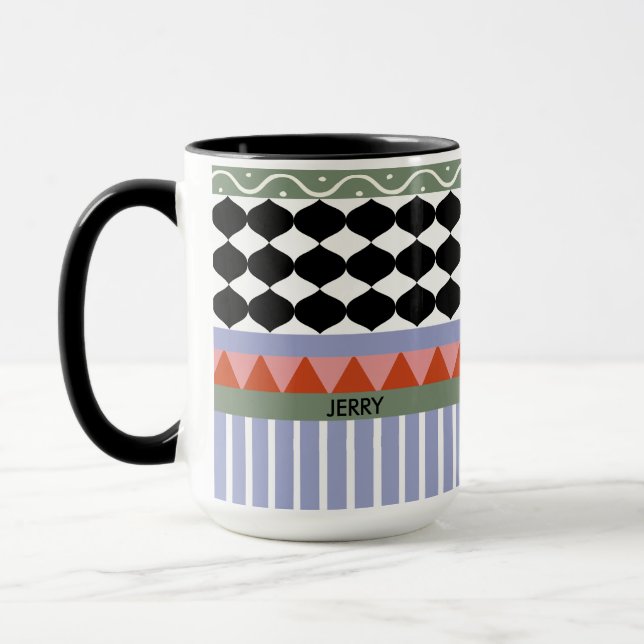 Caneca Personalized sage green geometric pattern (Esquerda)