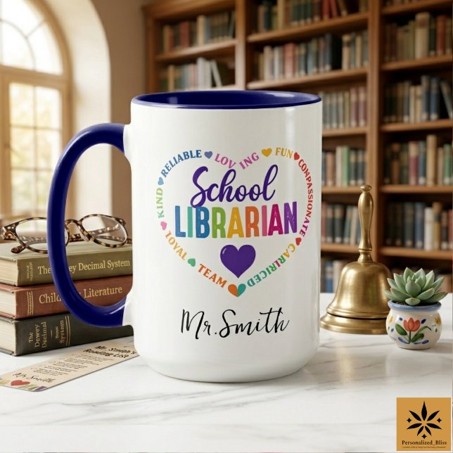 Caneca Personalized School Librarian Day | Custom Name  (Personalized School Librarian Day | Custom Name Mug
)