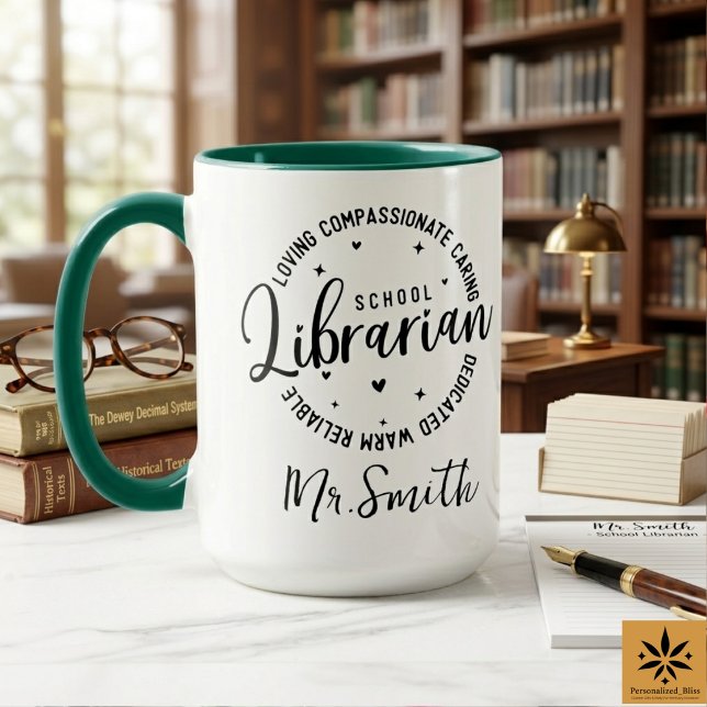 Caneca Personalized School Librarian Day | Custom Name  (Personalized School Librarian Day | Custom Name Mug
)