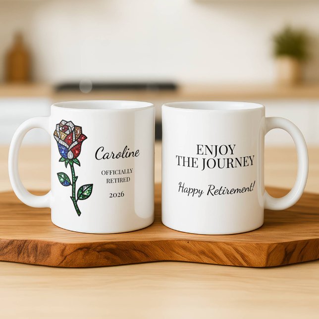 Caneca Personalized Stained Glass Rose Retirement Mug  (Criador carregado)