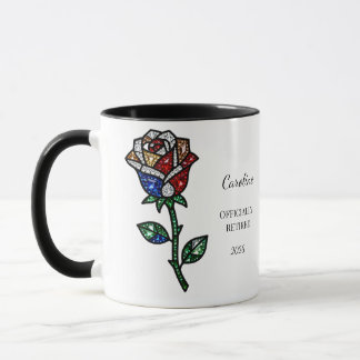 Caneca Personalized Stained Glass Rose Retirement Mug
