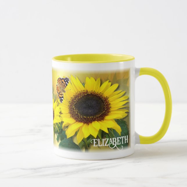 Caneca Personalized Sunflowers and Butterflies (Direita)