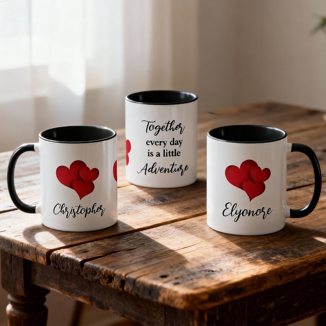 Caneca Personalized Together Every Day Adventure Quote (Criador carregado)
