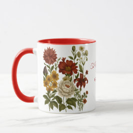 Caneca Personalized Vintage Floral Mug, Custom Name Gift