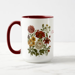 Caneca Personalized Vintage Floral Mug, Custom Name Gift