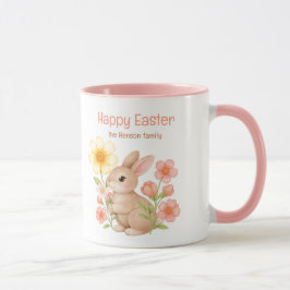 Caneca Personalized Watercolor Bunny Happy Easter 