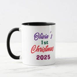 Caneca Personlized Photo Olivia's 1st Christmas Tree 