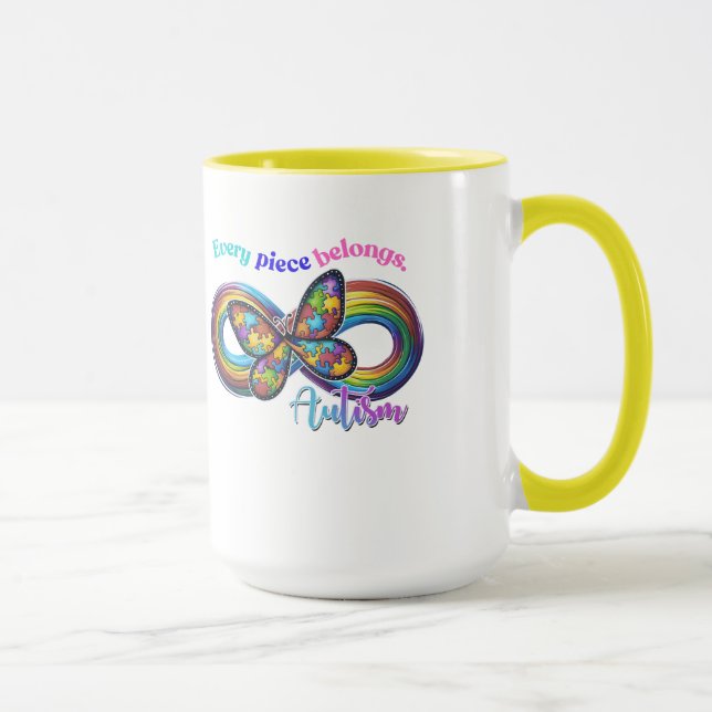 Caneca Pertencendo a cada chip - Autism Quebra-cabeça Mug (Direita)