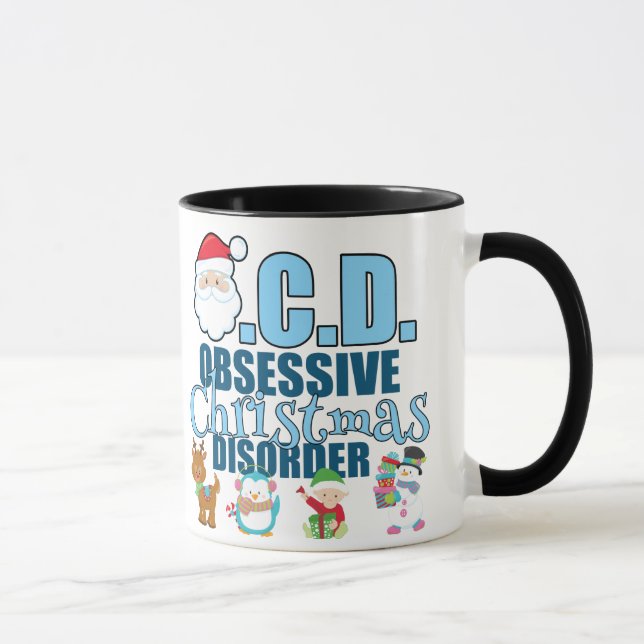 Caneca Perturbação Obsessiva de Natal (azul) (Direita)