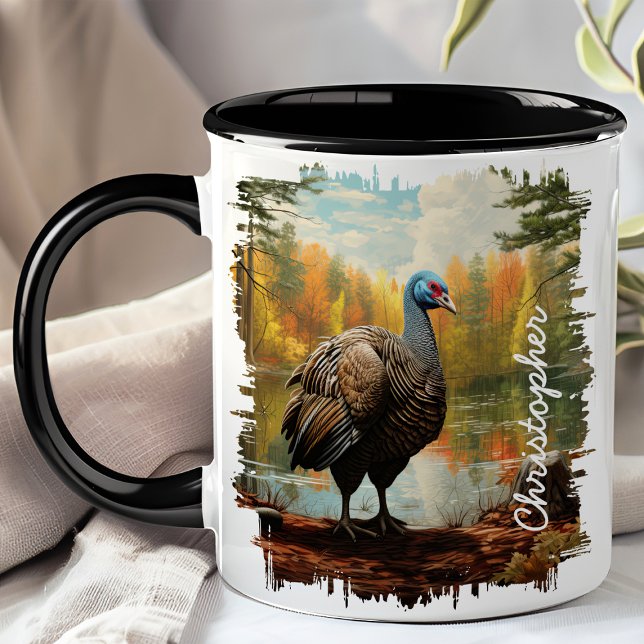 Caneca Peru pela Floresta de Outono Lago (Criador carregado)