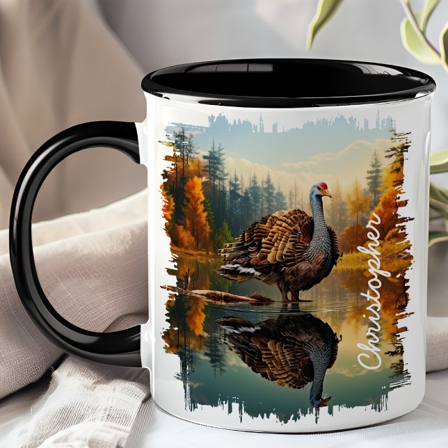 Caneca Peru pela reflexão do lago de outono (Criador carregado)