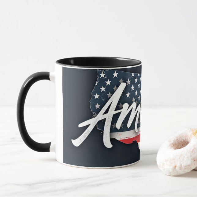Caneca Perucas de bandeira americana (Com Donut)