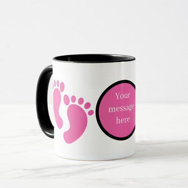 Caneca Pés de menina bebê fofa adicionar mensagem  (Frente Esquerda)