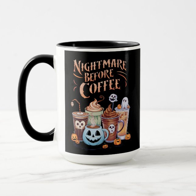 Caneca Pesadelo Antes Do Café Pumpkin Spice Halloween (Esquerda)