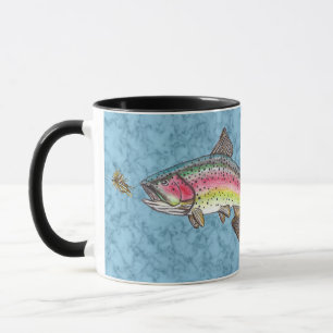 Caneca Pesca com mosca da truta de arco-íris