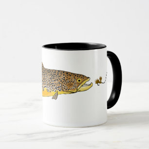 Caneca Pesca com mosca da truta de Brown