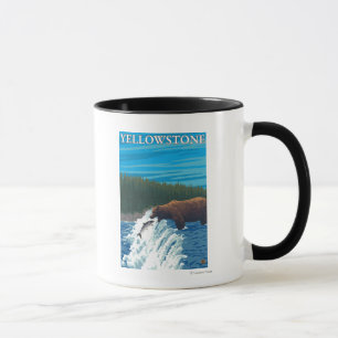 Caneca Pesca do urso nacional no rio - Yellowstone