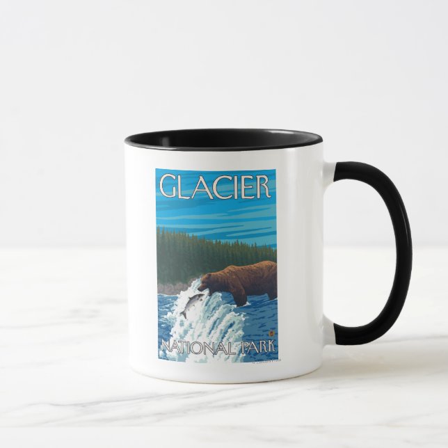 Caneca Pesca do Urso no Rio - Parque Nacional do Glacier, (Direita)